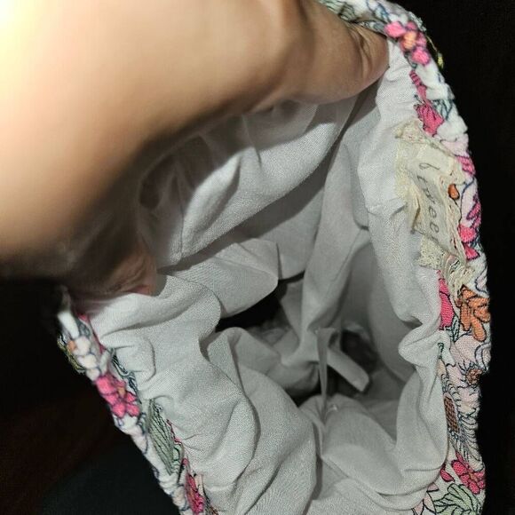 Btween White Pink Orange Floral 2 Piece Set Peplum Tanktop Wide Leg Linen Pants - Picture 4 of 8